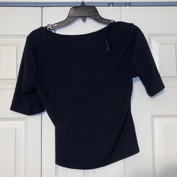 Mixed Threads Black Ruched Button-Down Top - Picture 2 of 5